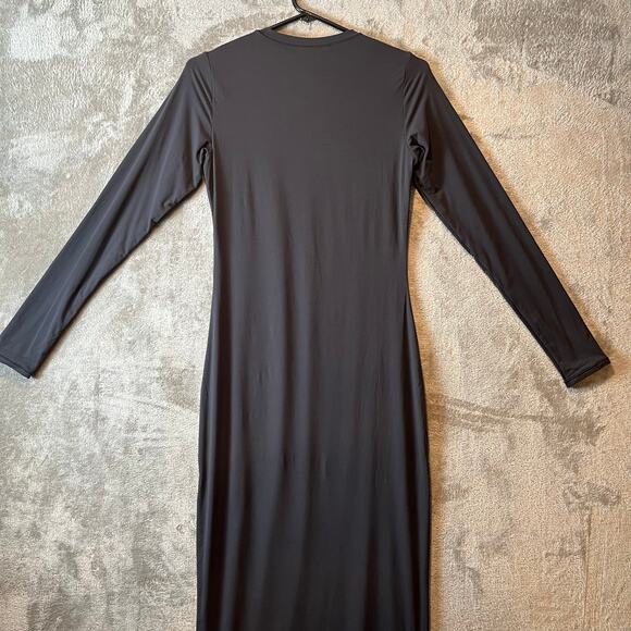 SKIMS Fits Everybody Crew Neck Long Sleeve Dress Size Large‎ Dark Gray - Picture 3 of 5